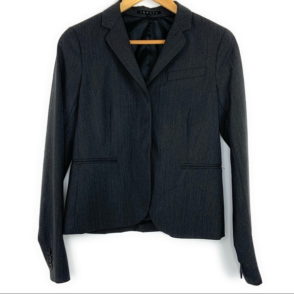 Theory Wool Lined Gray Blazer - Picture 1 of 5